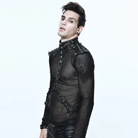 

Punk Fashion Men's Black PU Leather Neck Belt Collar Buckle Body Waist Belt Metal Rivet Belts Clothing Necessary
