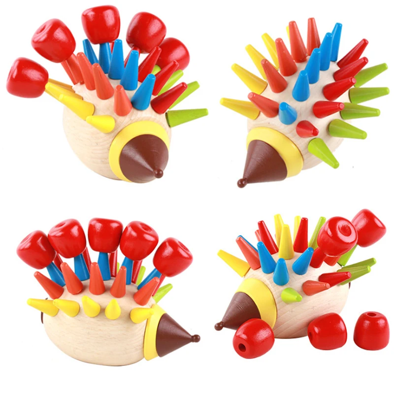 Деревянные игрушки цветные магнитные сделай сам Ежик строительные блоки для