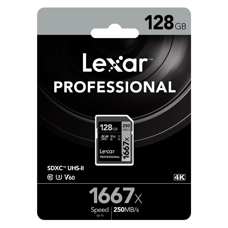 New Lexar memory Flash sd card cartao de memoria 128gb U3 SDXC UHS-II 250MB/s for Digital SLR/HD 1080p 3D 4K video Camera cards