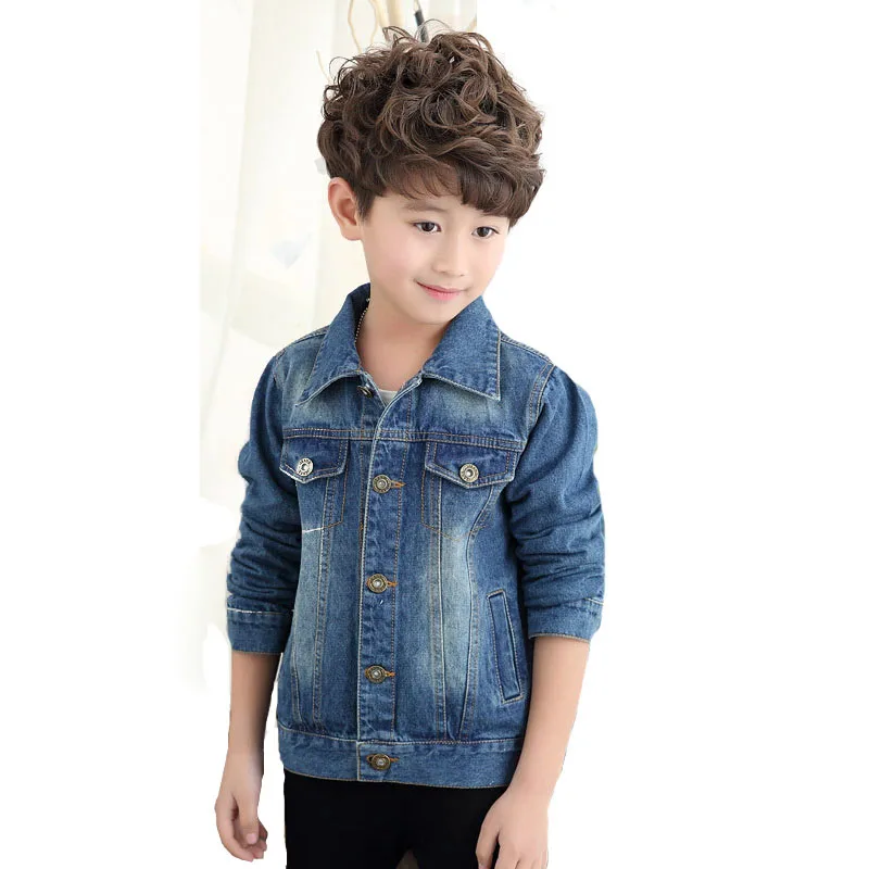 2017 new spring children's jacket casual boy jeans jackets long sleeve girls outerwear washed denim DQ549 | Детская одежда и