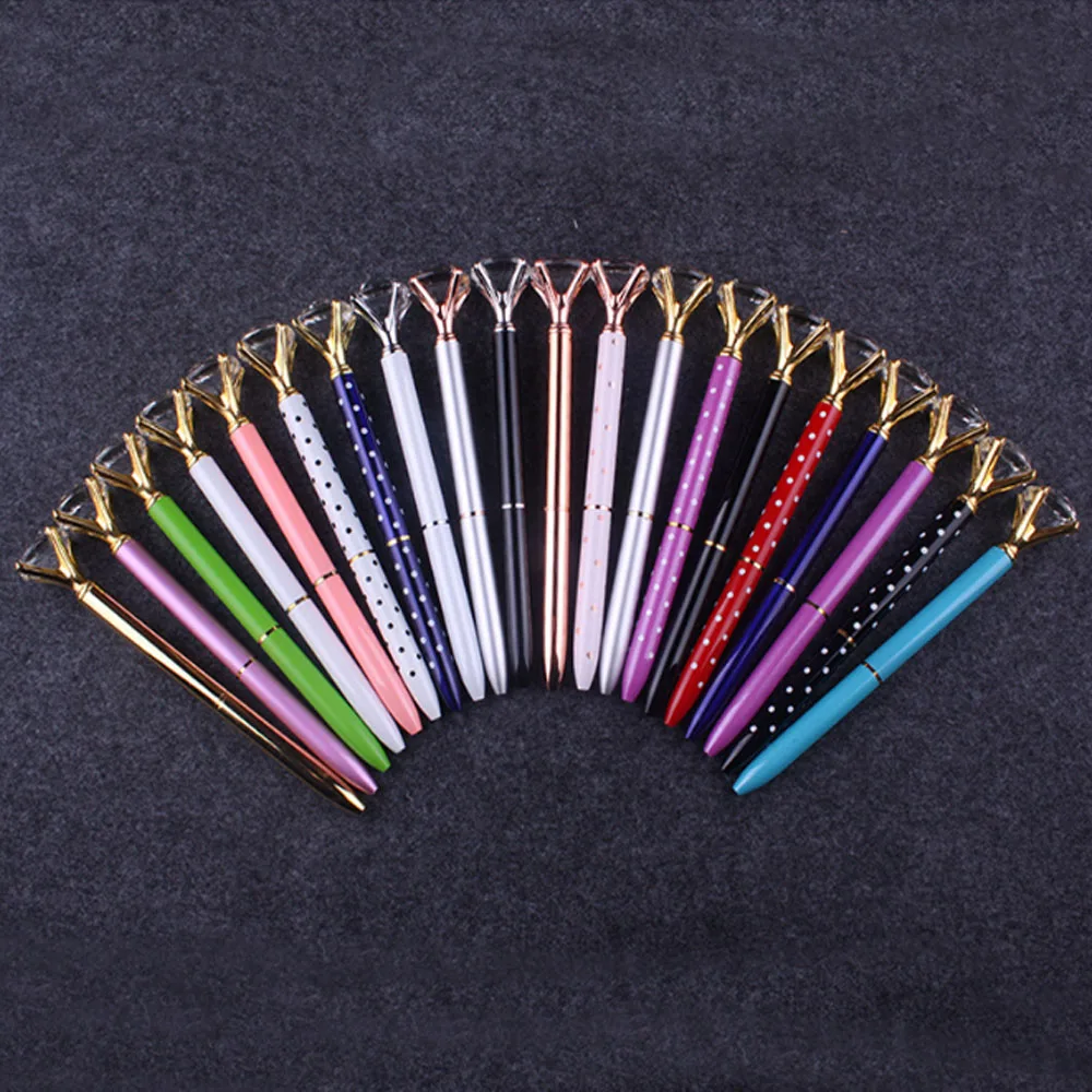 Шикарная большая металлическая шариковая ручка с большим бриллиантом черные