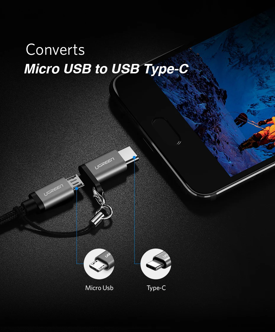 Адаптер Ugreen micro usb-type c otg конвертер для samsung s9 s8 huawei xiaomi 9 usb c адаптер для зарядки данных Android зарядное устройство