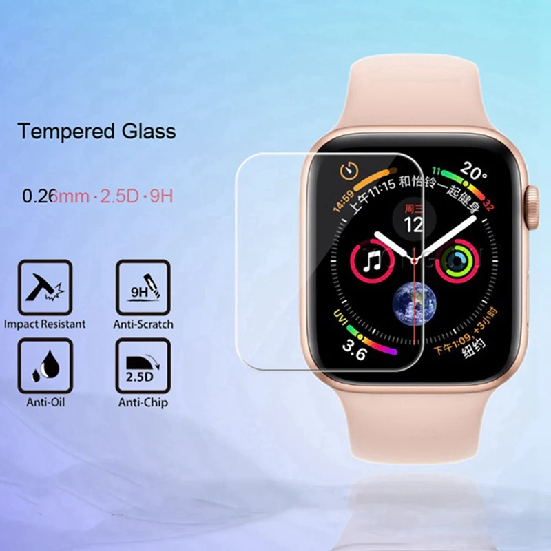 3D изогнутое закаленное стекло с полным покрытием для Apple Watch 3 4 40 мм 44 Защитная