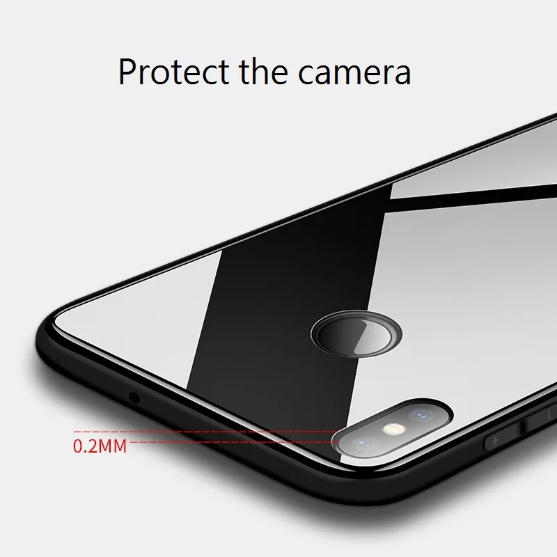 Для Xiaomi mi 8 стеклянная задняя крышка чехол Жесткий ПК корпус с мягким краем для