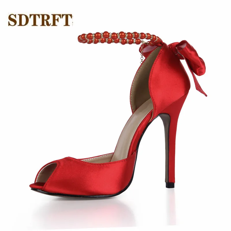 SDTRFT/милые сандалии с бантом zapatos mujer свадебные туфли открытым носком на тонком