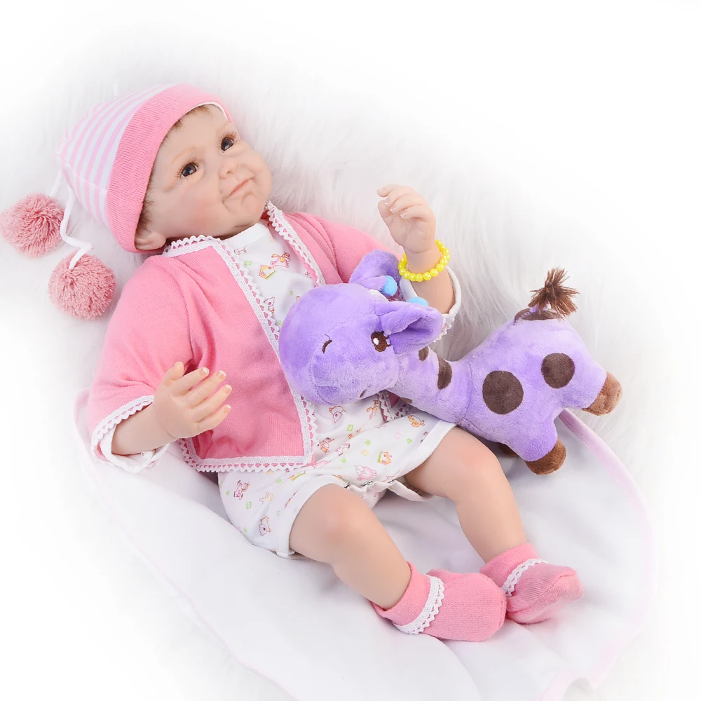 

22 Inch Newborn Doll Silicone Vinyl Babies Toy For Girls 55 CM Realista Soft Reborn Baby Dolls Cloth Body For Children Gifts