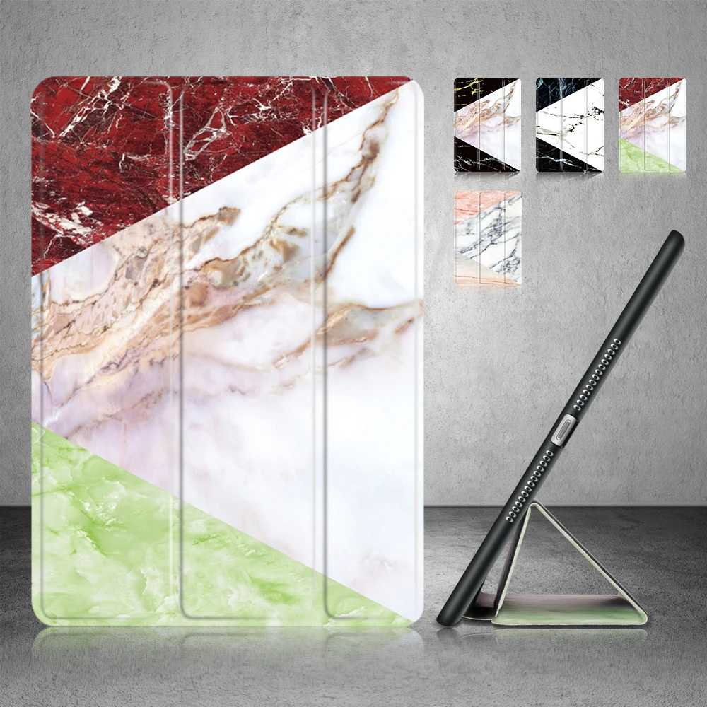 Auto Sleep Wake Up Чехол для iPad 9,7 Pro 10,5 Air 1 2 IPad Mini, для детей 1, 2, 3, 4, 5, 6 лет чехол s Мрамор флип-чехол бампер чехол Fundas - Цвет: Red Green
