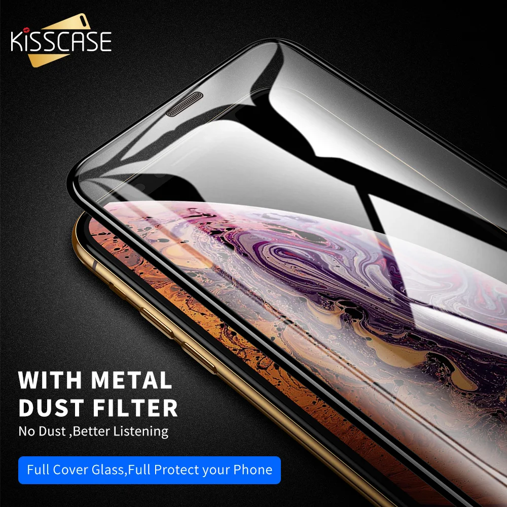 Защитное стекло KISSCASE закаленное с закругленными краями для iphone XR XS X 9D|Защитные