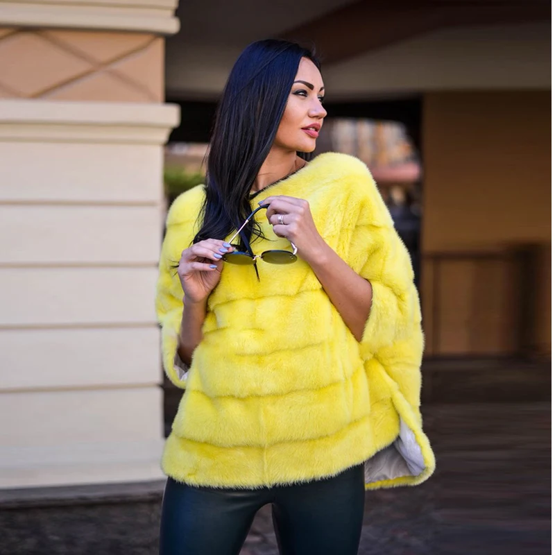 FURSARCAR 2021 New Real Mink Fur Shawls Luxury Women Winter & Autumn Mink Fur Coat Natural Mink Fur Poncho For Female