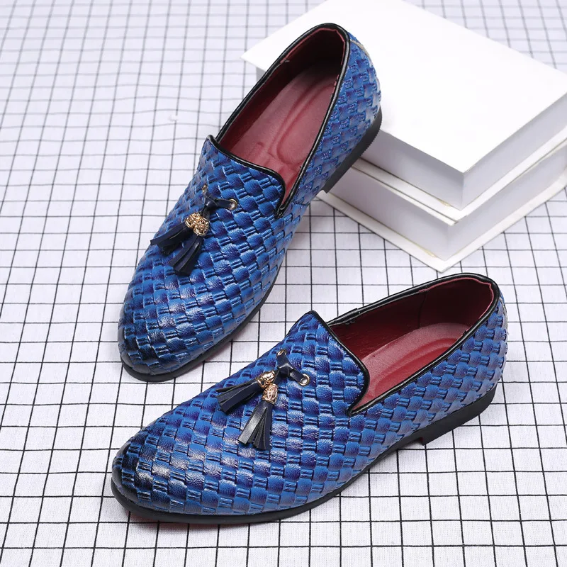 Top Fashion Men Tassel Leather Loafers Black Blue New Summer Breathable Slip On Moccasins Flats Plus Size Elegant Shoes | Обувь