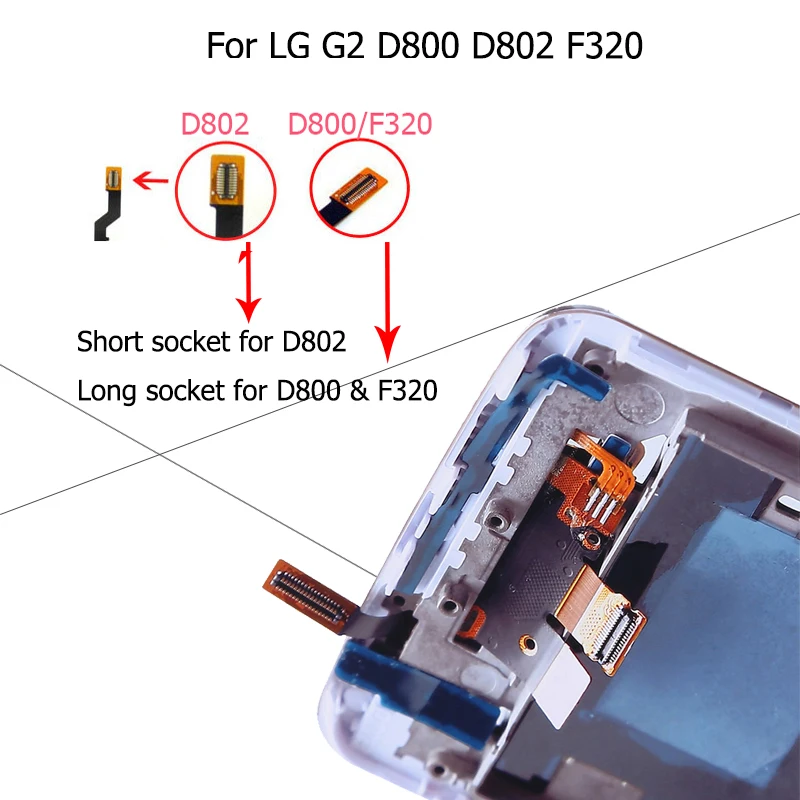 С рамкой 5.2 &quotдля LG G2 D800 D801 D803 D802 D805 F320 VS980 LS980 ЖК дисплей Экран Дисплей сенсорный