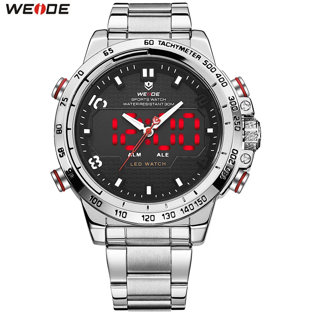 Часы WEIDE мужские спортивные светодиодные цифровые кварцевые со стальным