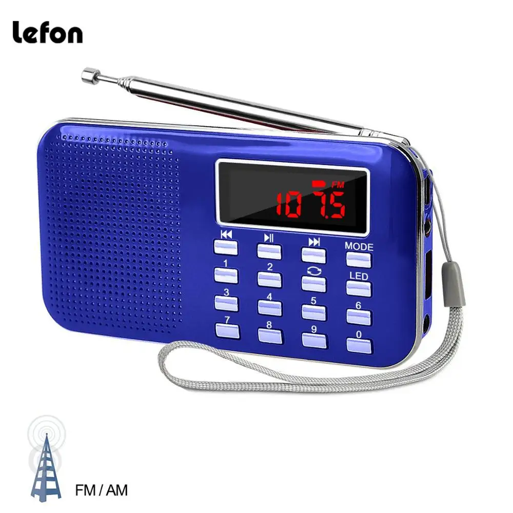 Lefon мини портативный Радиоприемник AM FM перезаряжаемый MP3 музыкальный плеер TF/sd
