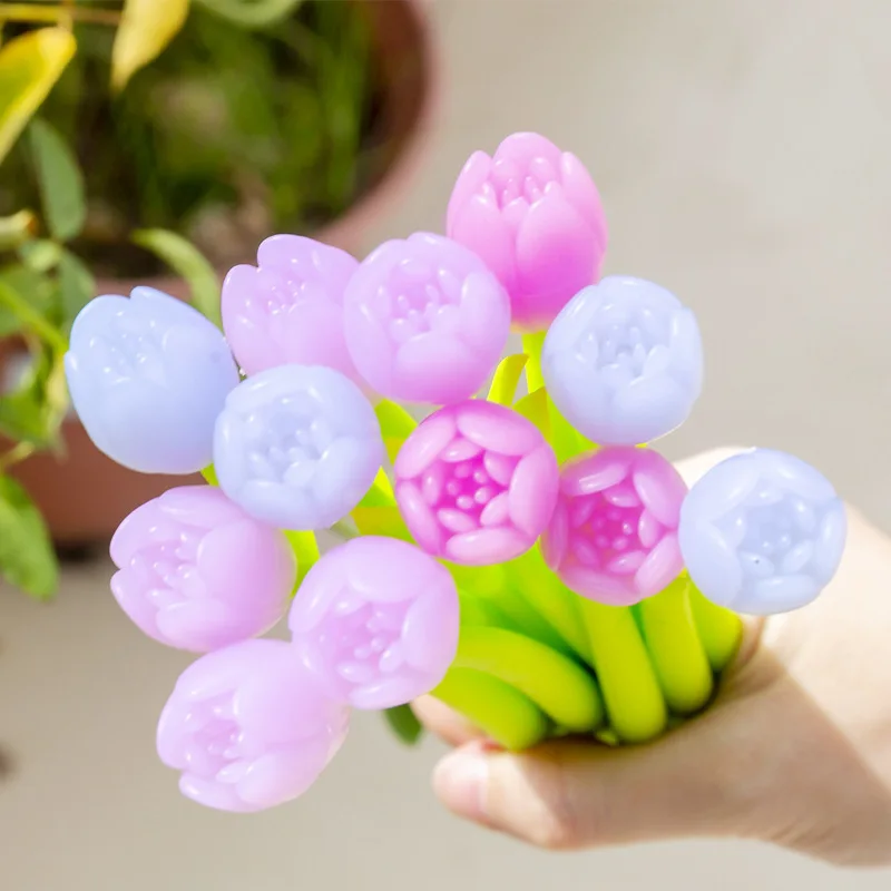 3 шт. креативные Kawaii тюльпаны силиконовые школьная гелевая ручка классная письмо
