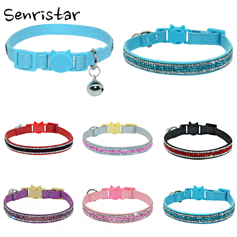 

Ожерелье для маленьких кошек Bling Стразы, мягкая Регулируемая пряжка для котят, ожерелье с бриллиантами розового цвета