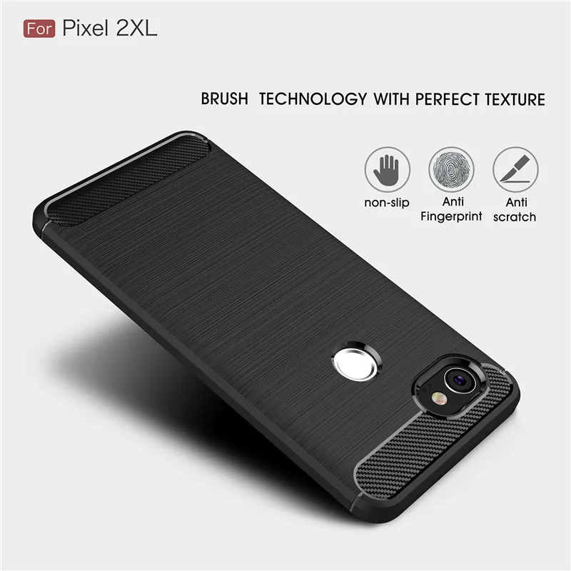 For Google Pixel 2XL Case Carbon Fiber Ultra Super Thin Slim Back Cover Soft TPU Silicone Hybrid Protective 2 XL Shell |