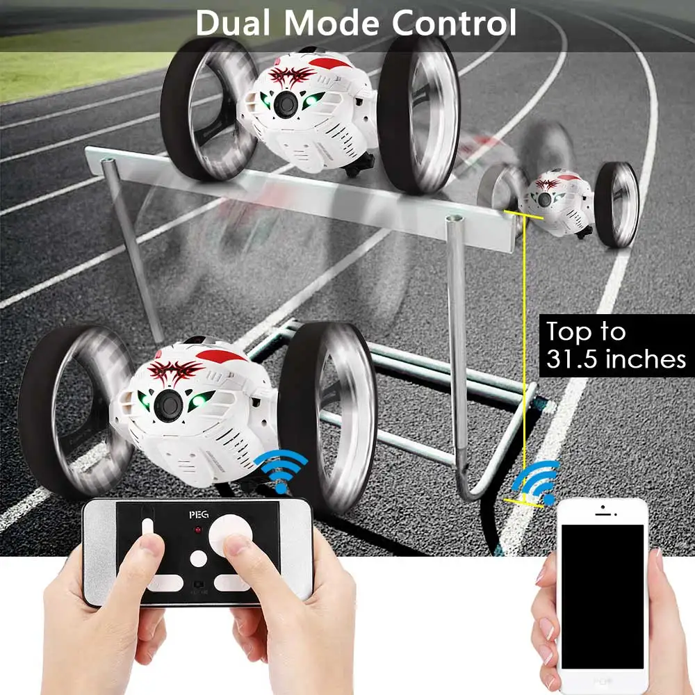 Mini Bounce Car 2.4GHz RC with Flexible Wheels Rotation LED Light Remote Control Robot Toys for Gift | Игрушки и хобби