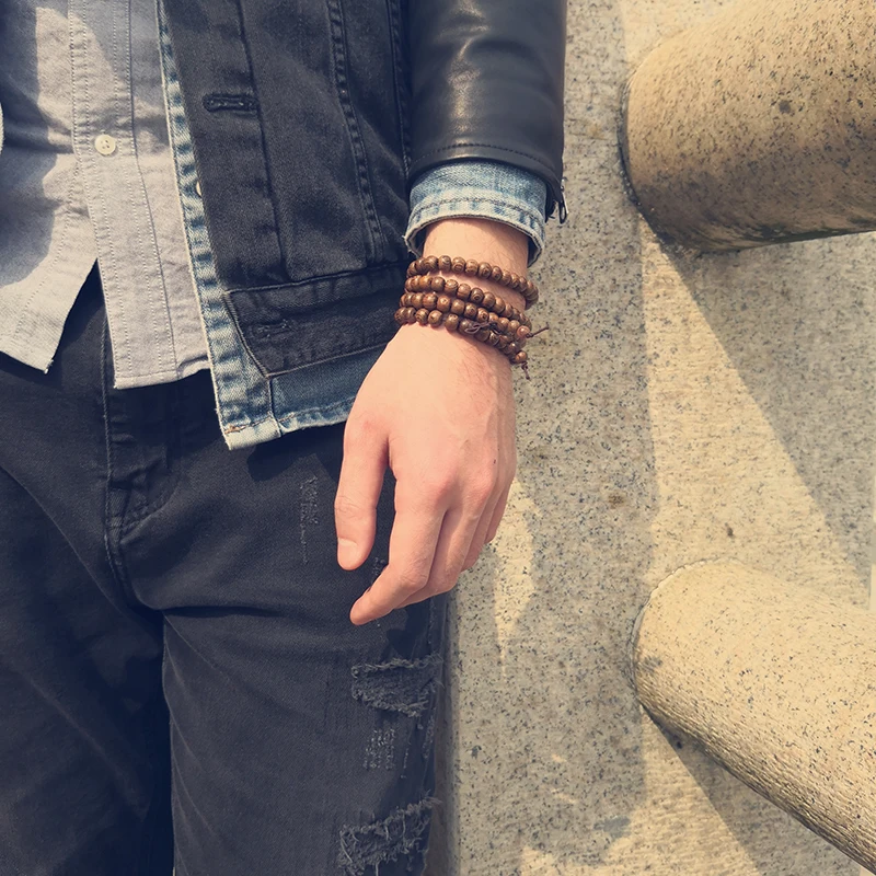 Многослойный венге молитва бусы браслет Исцеление баланс тибетский буддийский