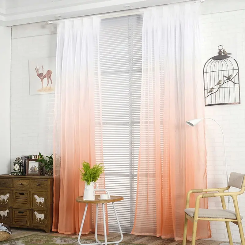 Модные шторы градиентные цветные принтованные вуаль серые оконные тюль отвесные