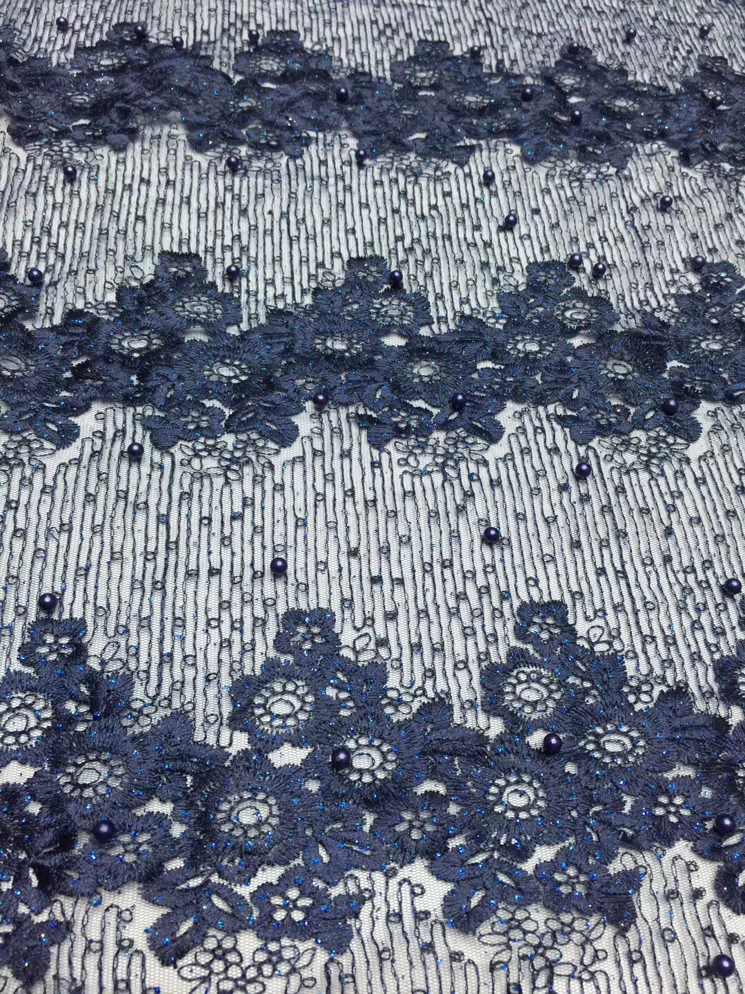 

Fashion African Lace Fabric High Quality Royal Blue Lace nigerian lace fabric 2018 high quality lace With Beaded 5yards L-D2342