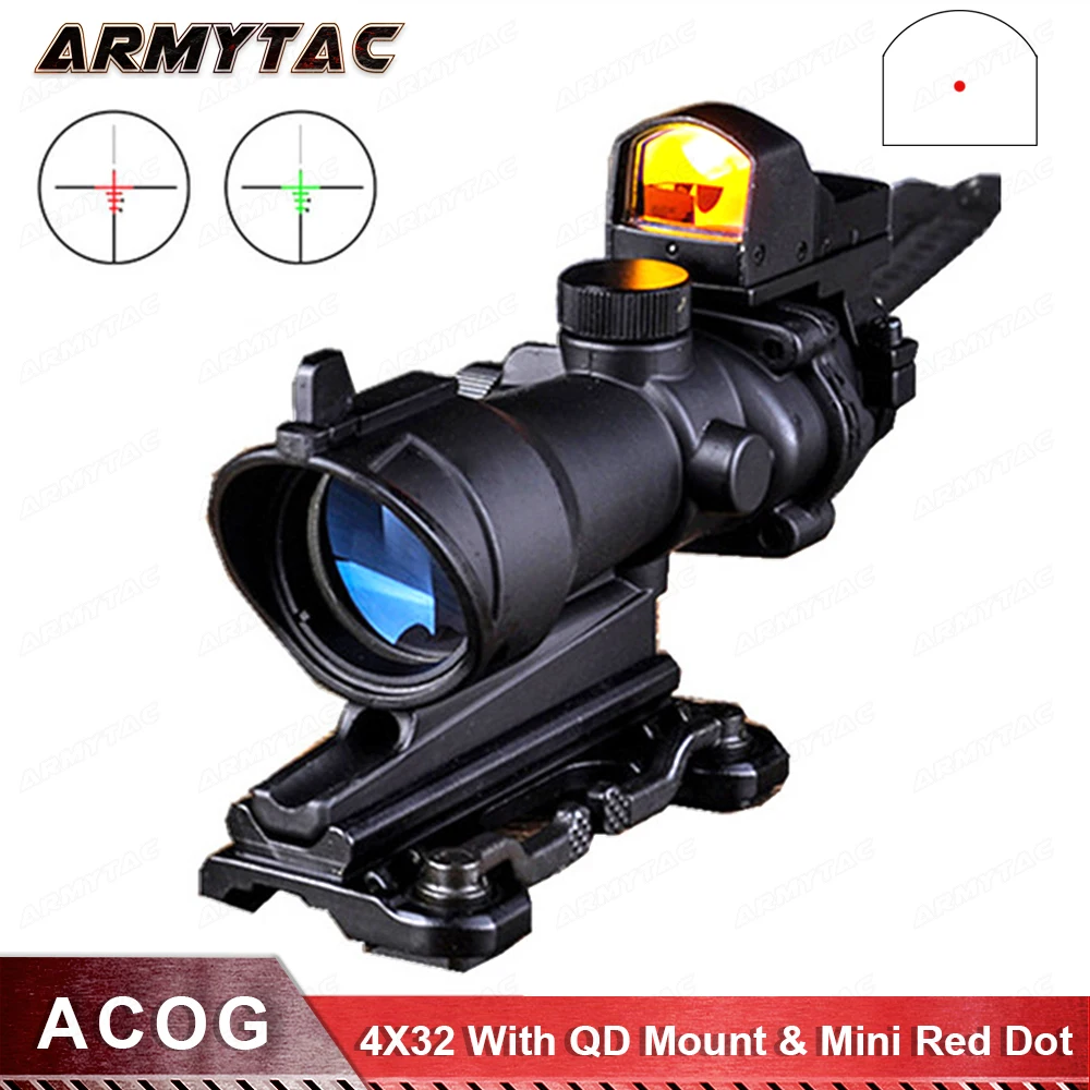 Acog 4X32 прицел с QD креплением и мини в красную точку Снайперский охотничья стрельба