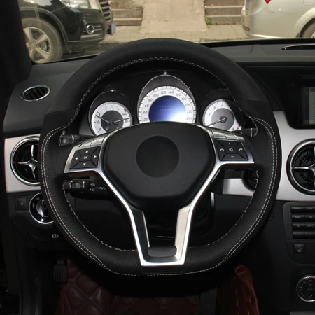 Style2 DIY чехол рулевого колеса автомобиля черная замша коровья кожа Volant для Mercedes Benz A-Class 2013- CLA-Class 2013 c-класс 2013 - Название цвета: Style2