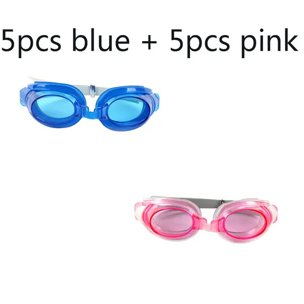 5pcs pink-5pcs blue 10 шт. профессиональные 3 в 1 плавательные очки Анти-туман водонепроницаемые очки для плавания унисекс регулируемые очки с наушником зажим для носа - Цвет: 5pcs pink-5pcs blue