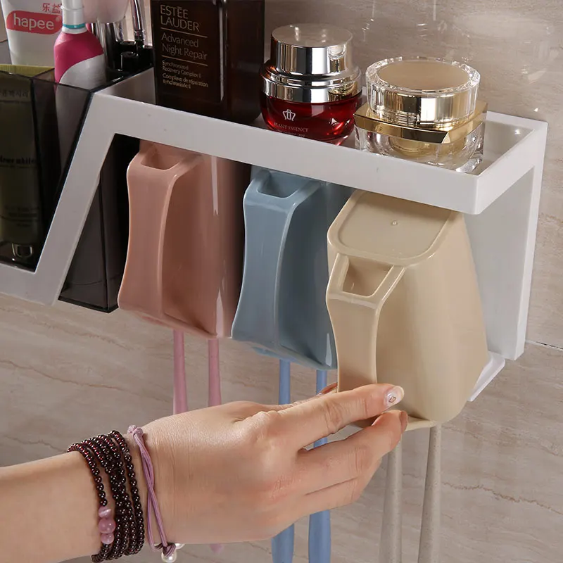 Настенный пластиковый держатель для зубных щеток очки Рамка 3 чашки Набор без