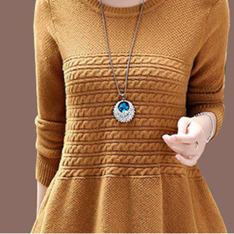 2018 New Autumn Women Flounce Splice Sweater Pullovers Basic Tops Elastic force O-neck Knit Casual plus size Sweaters Female | Женская