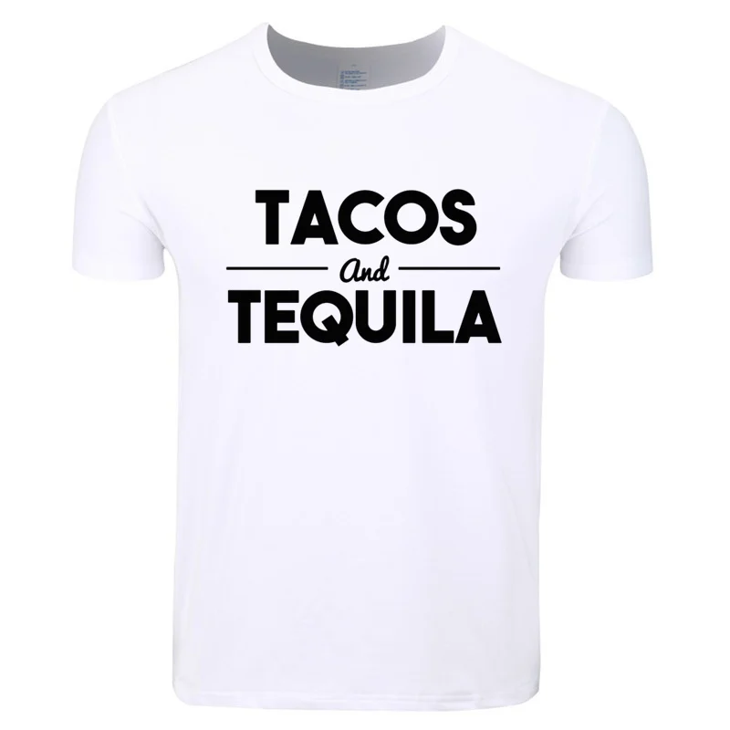 Мужская и женская футболка с буквенным принтом Tacos And Tequila модная летняя