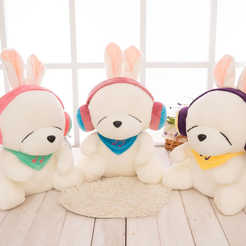 

Rabbit Dolls Music Headset Rabbit Soft Stuffed Dolls Fashion Toys for Children Pillow Plush Wedding Couple Love Gift