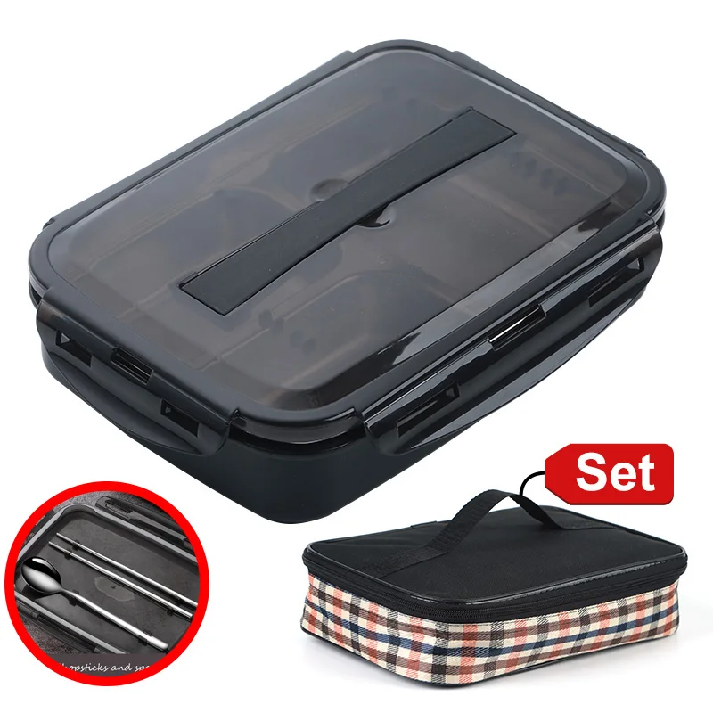 Belt box with bag1 Sunhanny Портативный Ланч-бокс для детей школы 304 из нержавеющей стали Bento box Герметичный пищевой контейнер с палочки для еды и ложки - Цвет: Belt box with bag1