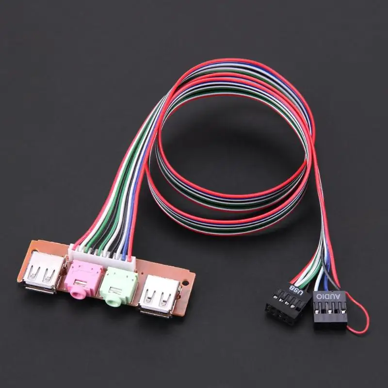 Шнур для наушников с usb портом кабель 2 портами USB s и Mic Аудиоразъемы ПК чехол