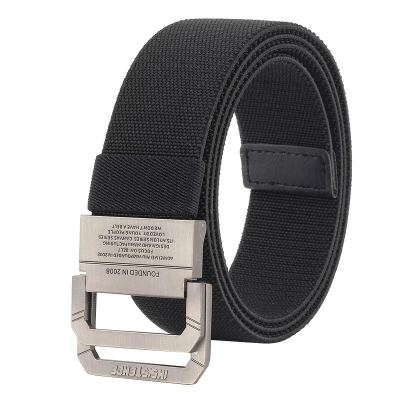 Trend Unisex belt fashion elastic force weaving canvas belt double ring buckle Men and Women casual cowboy belt