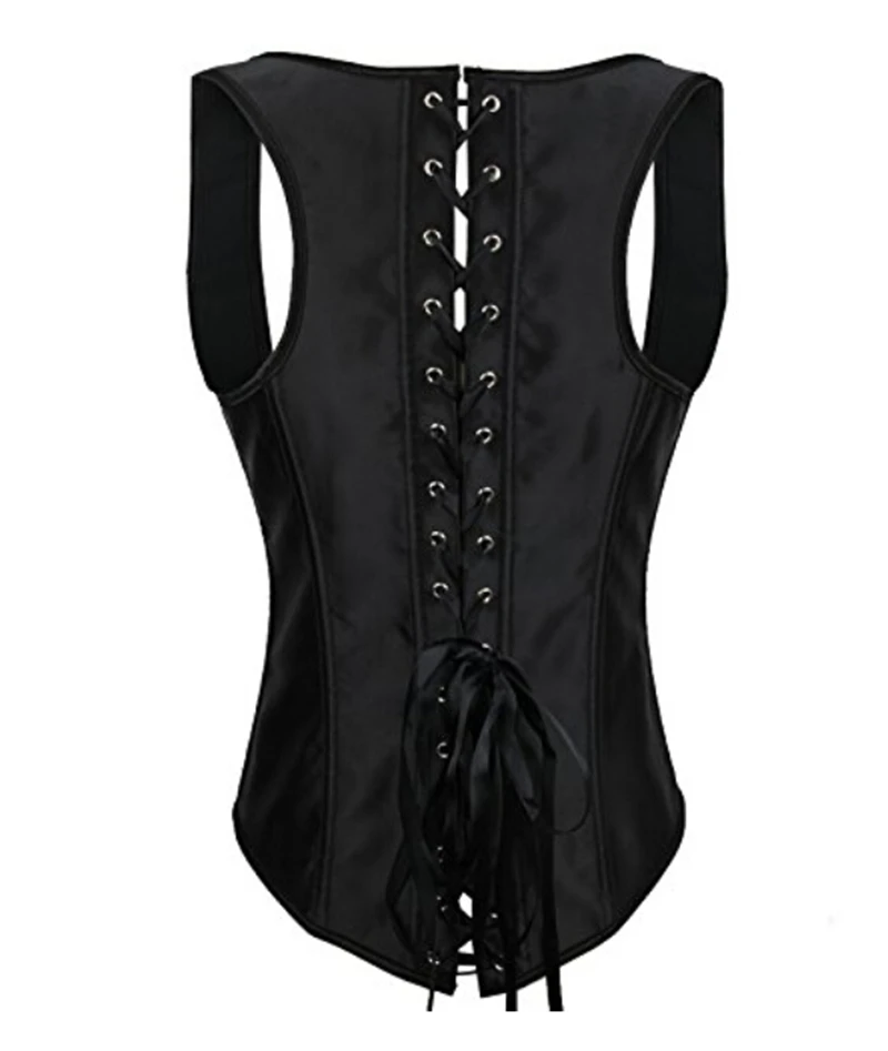 Черный атласный корсет на косточках для талии Cincher спиральное бюстье со стальным