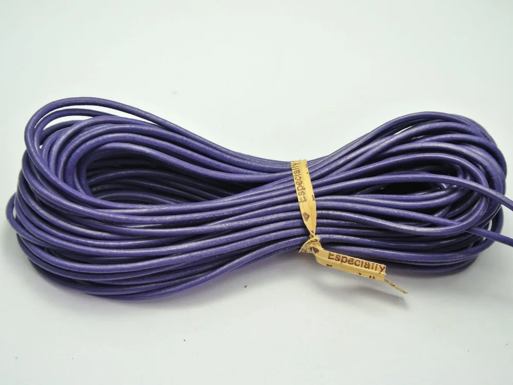 

32.8 feet purple Round Real Leather Jewelry Cord 2mm