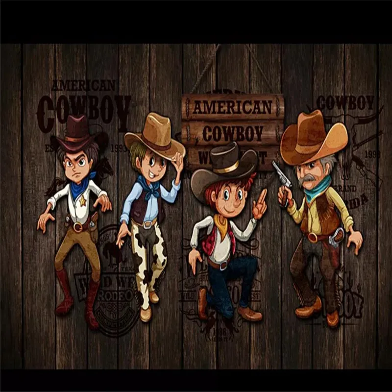 

Custom wallpaper western denim wood wall American retro background wall decoration - high quality silk fabric
