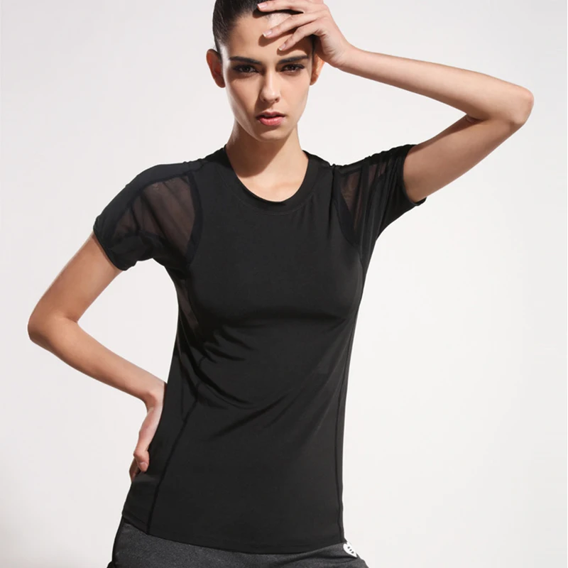 Сетчатые Лоскутные Спортивные футболки VEQKING для женщин эластичные