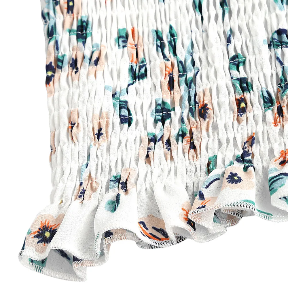 Женский укороченный Топ без бретелек ZAFUL эластичный топ с оборками и цветочным