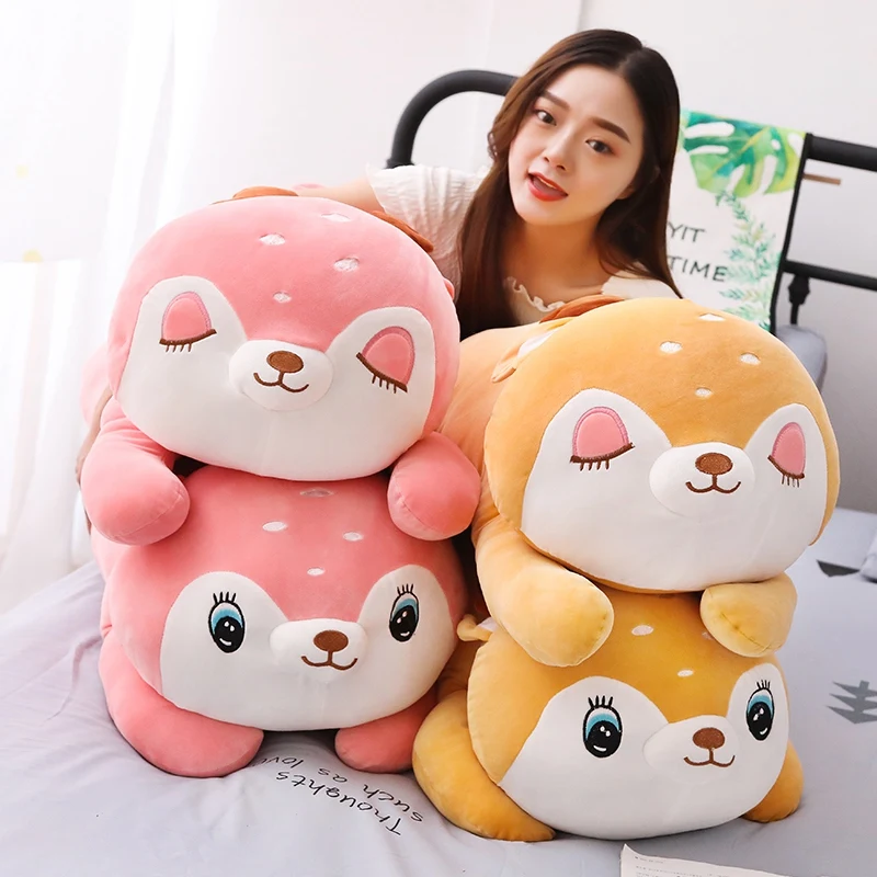 

85cm Large Size Toy Playful Deer Plush Toy Sleek Cute Squinting On The Floor Fabric Soft For Children As A Christmas Gift