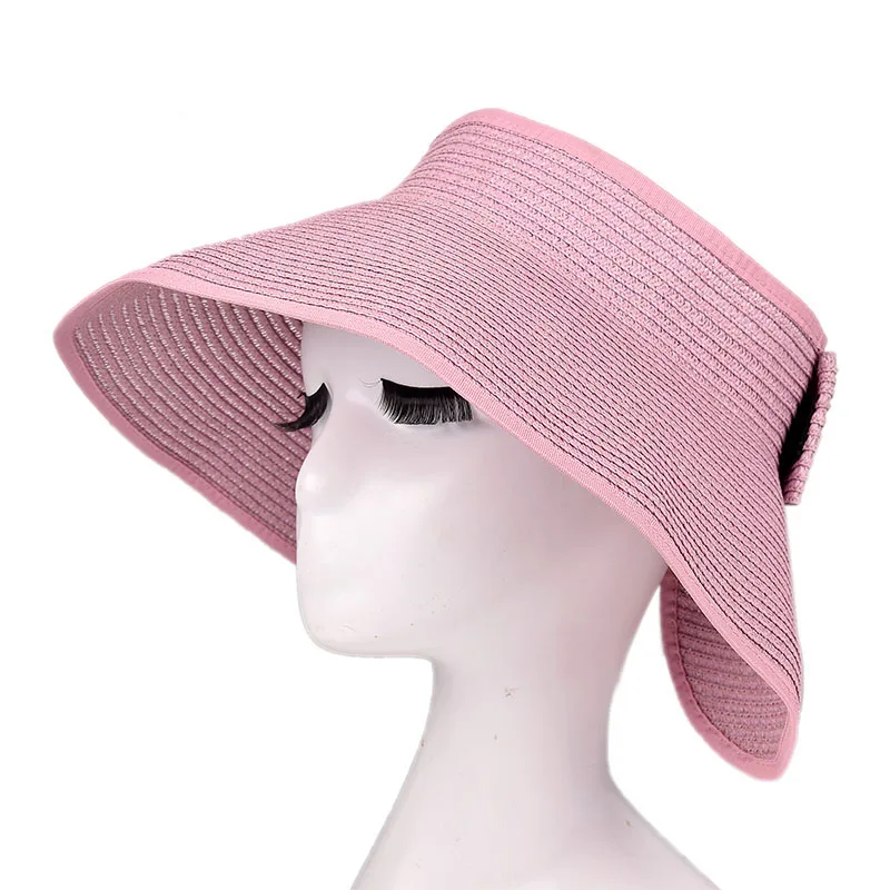 Sun hat оптом Для женщин широкими полями Roll-up соломы солнцезащитный козырек ZZ4067