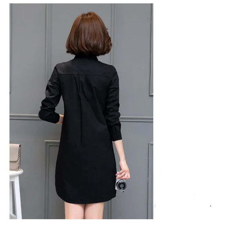 

Plus Size 2019 Solid Shirt Turn-down Collar Casual Pockets Office Lady Tops Hot White Long Sleeve Fashion Femina Blusa T91019R