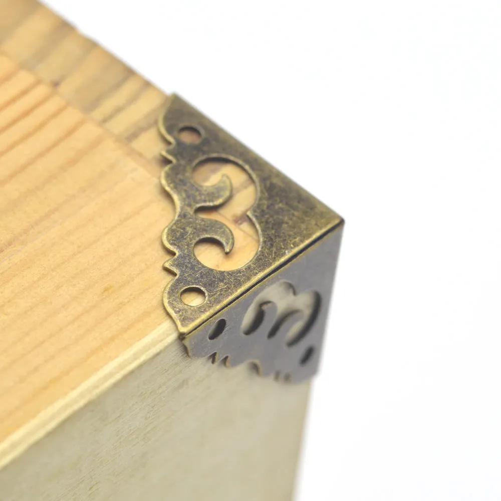 

KALASO 20 шт. антикварная шкатулка для драгоценностей угловой деревянный корпус угловой протектор бронзовый тон цветочный узор резной металлический домашний декор поделки