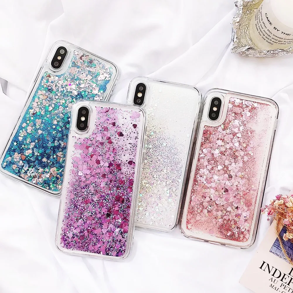 Мягкий блеск Динамические Liquid Quicksand чехол для iPhone X случаях 5S SE 6 S Plus 7 Чехол 8 плюс