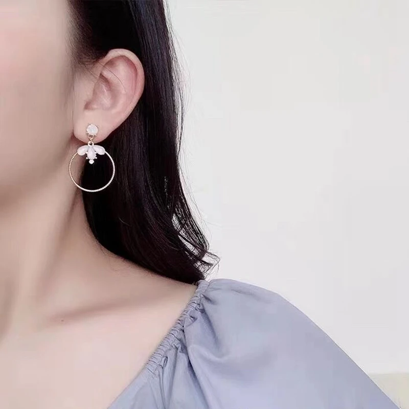 Женские серьги подвески MENGJIQIAO элегантный Кристальный цветок в Корейском стиле