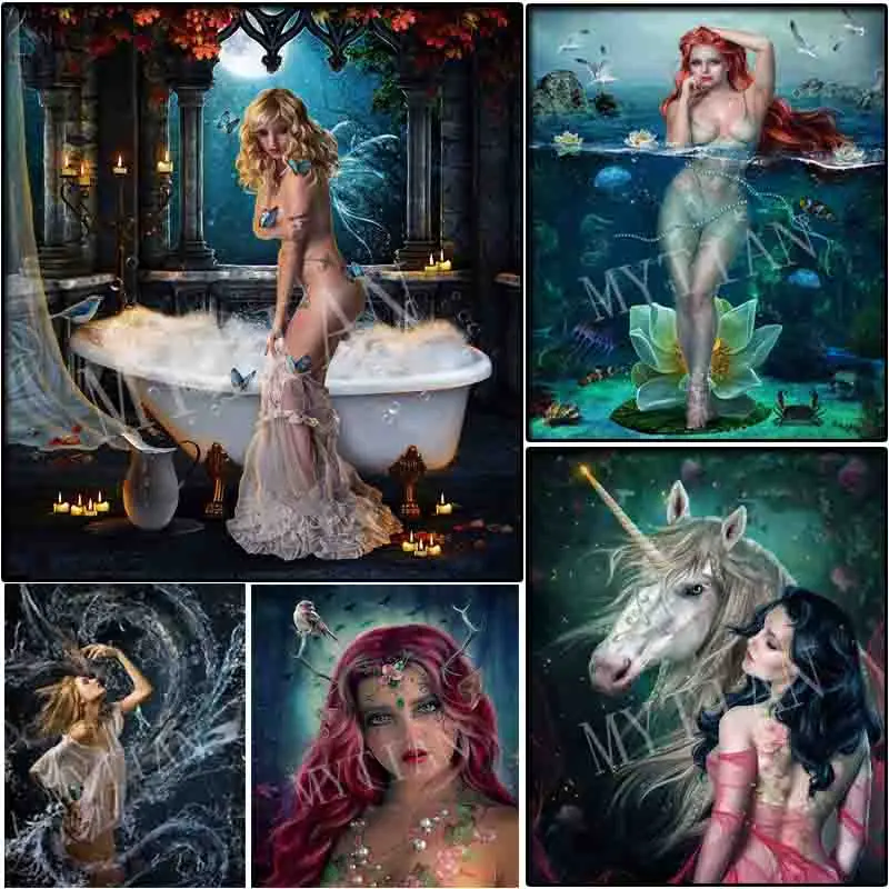 Алмазная картина фантазия сексуальная женская полностью квадратная/круглая 5