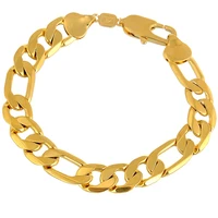 thick figaro bracelet yellow gold filled bracelet for women men 22cm long