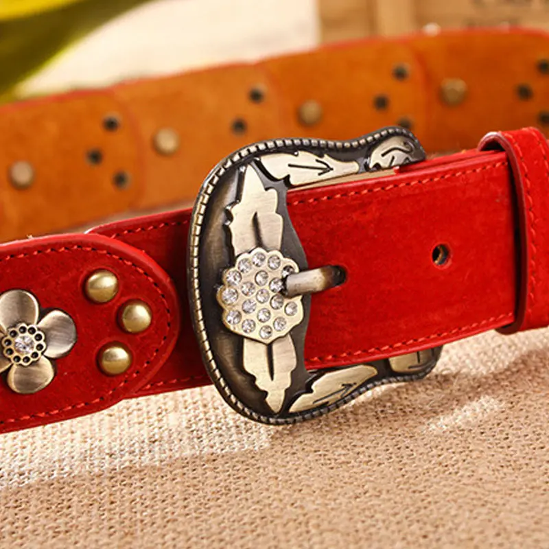 Новые женские сапоги в стиле ретро ремень из натуральной кожи стразы цветок