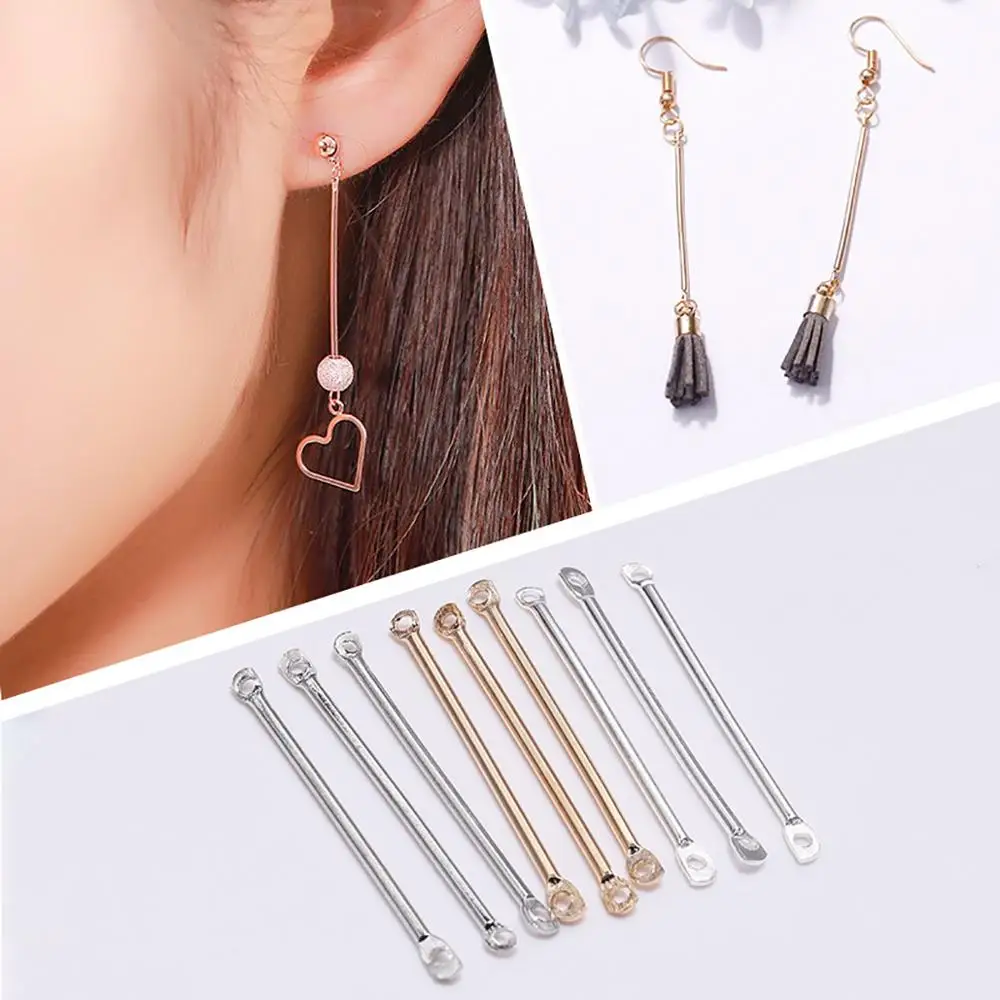 50Pcs/lot 15-40mm Metal Plated Double Cylinder Rod Earrings Ear Clip Ear Hook Connector For DIY Jewelry Making Findings Supplies