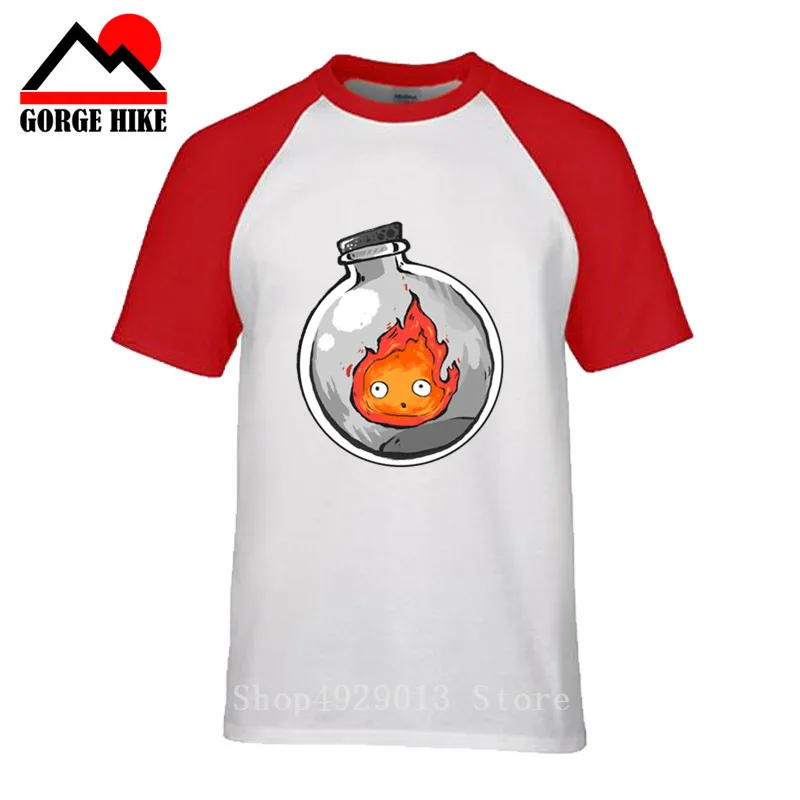 Мужская футболка с подвижным замком Red Fire Demon Ramen Howl мангой Ghibli забавная уличная